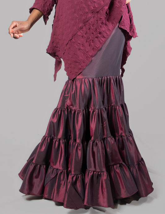 Taffeta dramatic tiered skirt