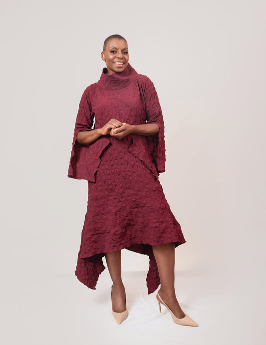 Slit sleeve with 3 layer hem dress