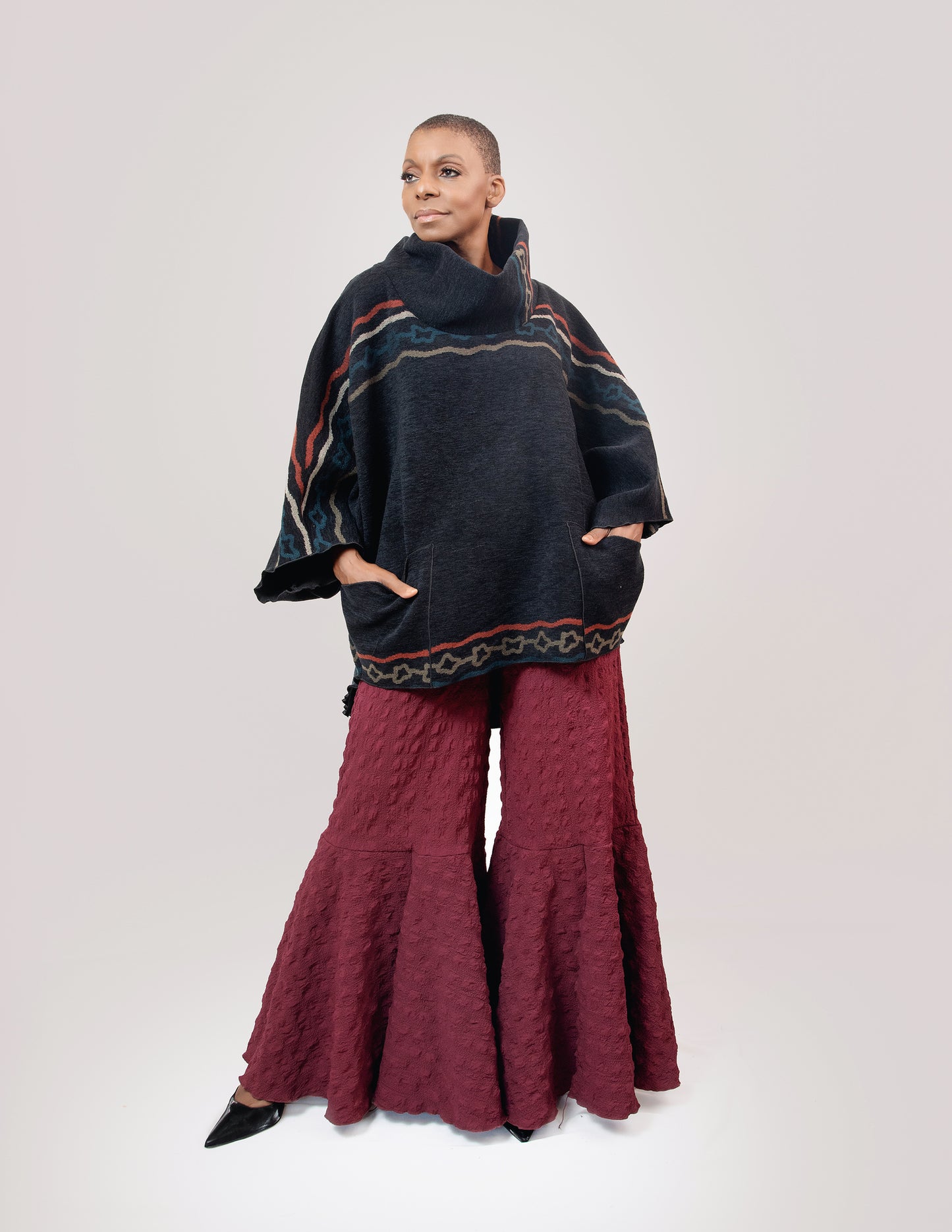 Cocoon turtle neck poncho